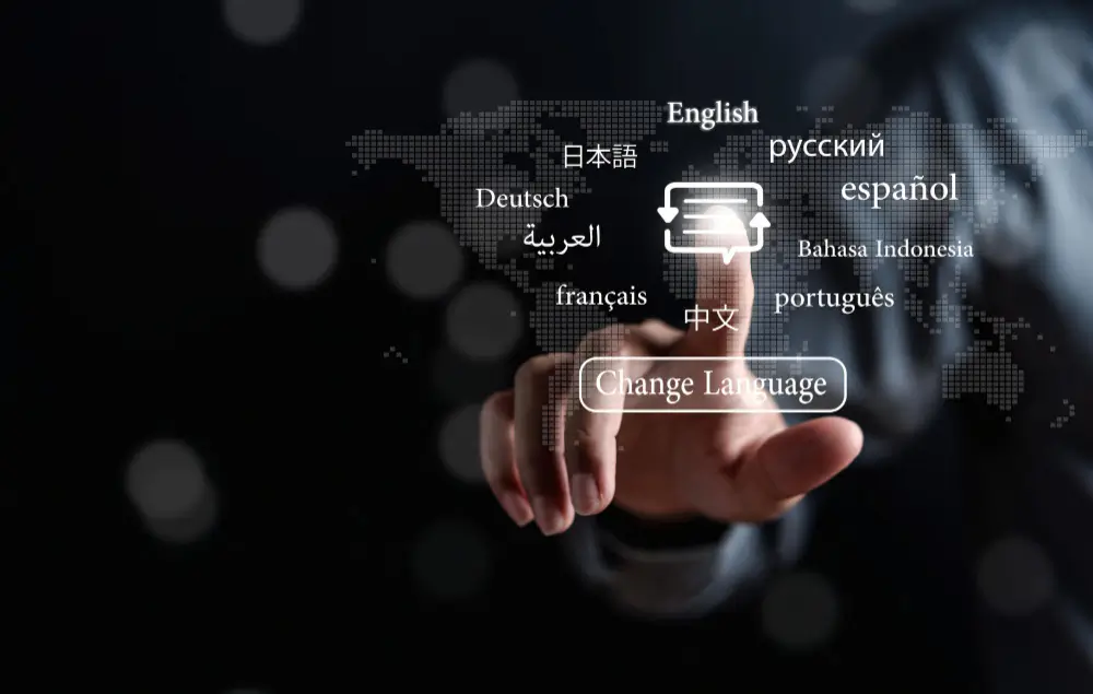 Sélecteur de langue multilingue sur site web par Ecrivus International
